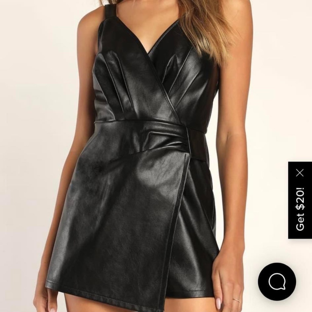 Black leather romper
